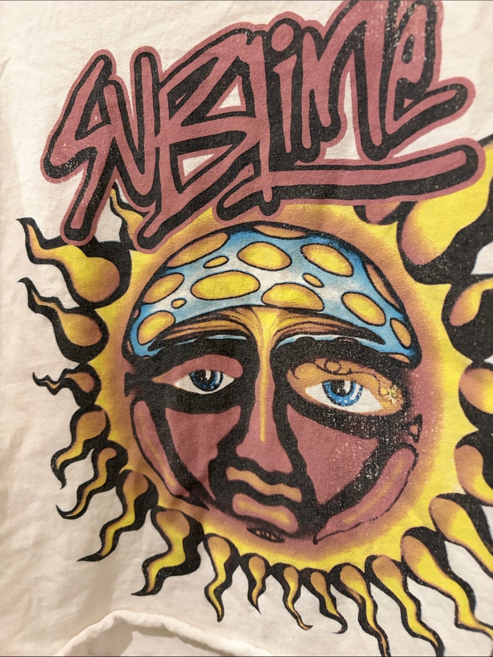 Free People White Graphic Crop Top with Yellow Sun Print - Picture 2 of 3